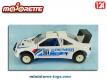 La Peugeot 405 Turbo 16 Paris-Dakar blanche miniature par Majorette au 1/24e