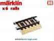 La boite de 6 petits rails ferroviaires droits en métal 3 voies  Marklin au HO