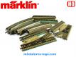 Un lot de 25 rails ferroviaires en métal 3 voies de Marklin au H0 HO