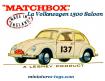 La Volkswagen Coccinelle 1500 Saloon miniature de Matchbox England au 1/65e