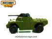 Le Scout car a tourelle en miniature de Matchbox Rolamatics vert armée  au 1/65e