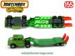 Le tracteur et la semi remorque porte char en miniature de Matchbox au 1/55e