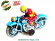 La moto miniature allemande bleue en métal réalisée a la façon d'un jouet ancien