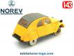 La Citroën 2cv AZ Luxe Servo direction jaune en miniature Norev au 1/43e