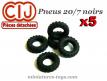 Lot de 5 pneus 20/7 noirs creux et crantés pour camions miniatures CIJ