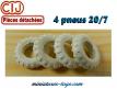 Lot de 4 pneus 20/7 creux blancs et crantés pour les miniatures CIJ