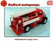 Un camion Bedford motopompe des pompiers américain miniature au 1/50e