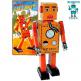 Le robot jouet Lilliput orange de style ancien vintage reproduit en métal