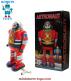 Le robot astronaute jouet rouge de style ancien vintage reproduit en métal