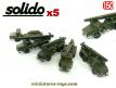 5 camions militaires Unic ZU 120 lances missiles miniatures Solido au 1/50e