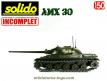 Le char français AMX 30 de Solido en miniature au 1/50e incomplet