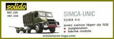 Le camion Simca Unic 4x4 Marmon avec un canon en miniature Solido au 1/50e