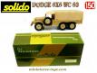 Le Dodge WC 63 6x6 bâché sable en miniature militaire Solido au 1/50e