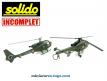 Les hélicoptères Alouette 3 et Gazelle militaires de Solido au 1/55e incomplets