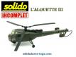 Les hélicoptères Alouette 3 et Gazelle militaires de Solido au 1/55e incomplets