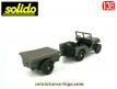La Jeep militaire débâchée avec sa remorque en miniature de Solido au 1/38e