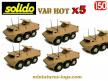 Un lot de 5 VAB 6x6 Renault sable en version Milan Solido sans boite au 1/50e