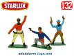 Un lot de 3 cowboys en plastique Starlux au 1/32e incomplets