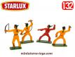 Un lot de 4 indiens en figurines Starlux au 1/32e incomplets