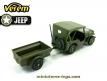 La Jeep Willys bâchée avec sa remorque en miniature de Verem au 1/38e