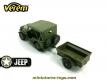 La Jeep Willys bâchée avec sa remorque en miniature de Verem au 1/38e