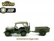 La Jeep Willys bâchée avec sa remorque en miniature de Verem au 1/38e