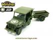 La Jeep Willys bâchée avec sa remorque en miniature de Verem au 1/38e