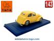 L'Amilcar accidentée de Tintin et Le crabe aux pinces d'or en miniature au 1/43e