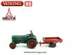 Le tracteur agricole Deutz avec remorque en miniature Wiking au 1/87e H0 HO